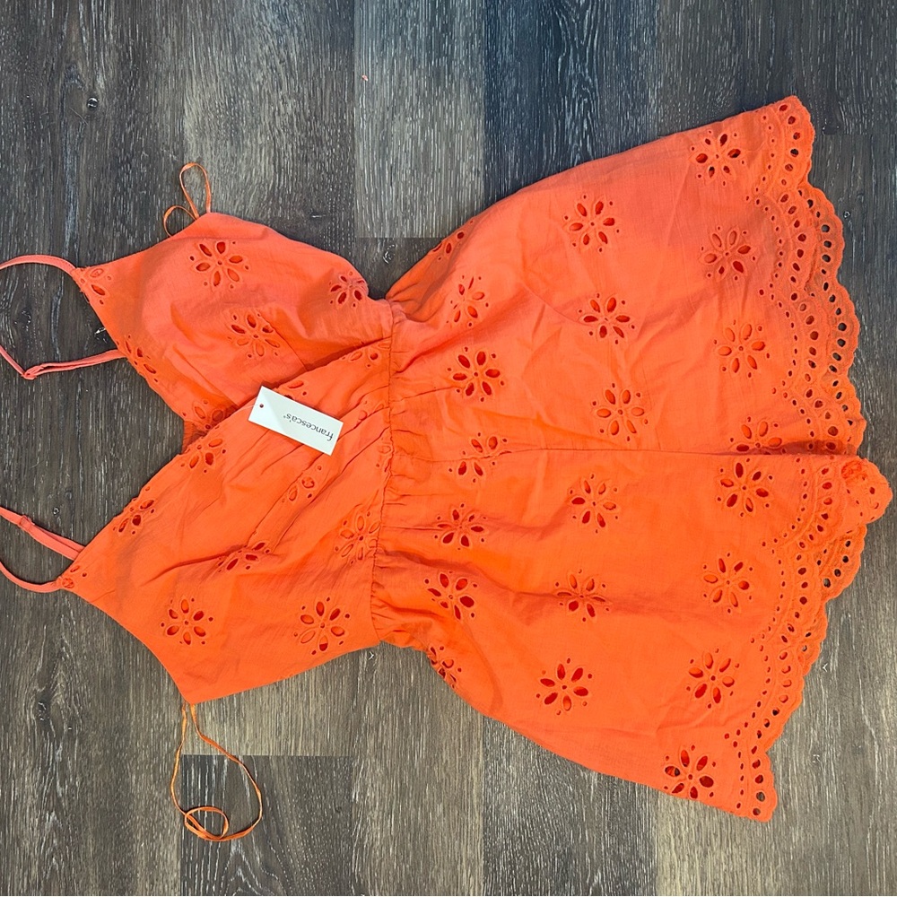 Blue Rain Tangerine Eyelet Sundress